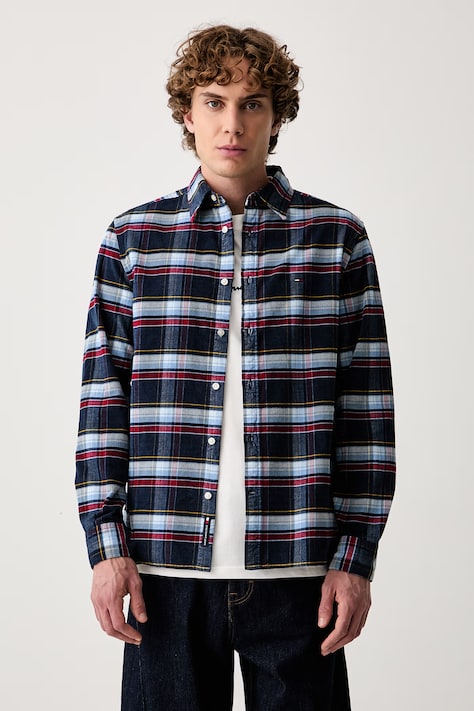 Tommy Jeans srajca moška bombažna mornarsko modra DM0DM23615