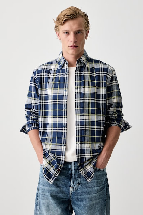 Tommy Jeans Košulja za muškarce od pamuka mornarsko plava DM0DM23528