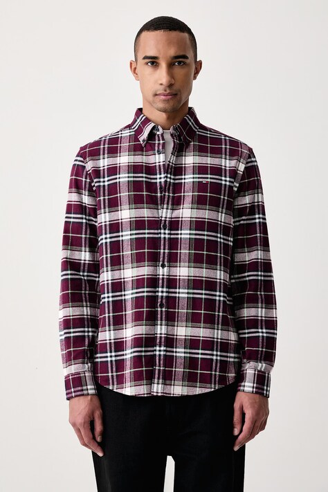 Tommy Jeans Koszula męska bawełniana bordowa w kratkę DM0DM23528