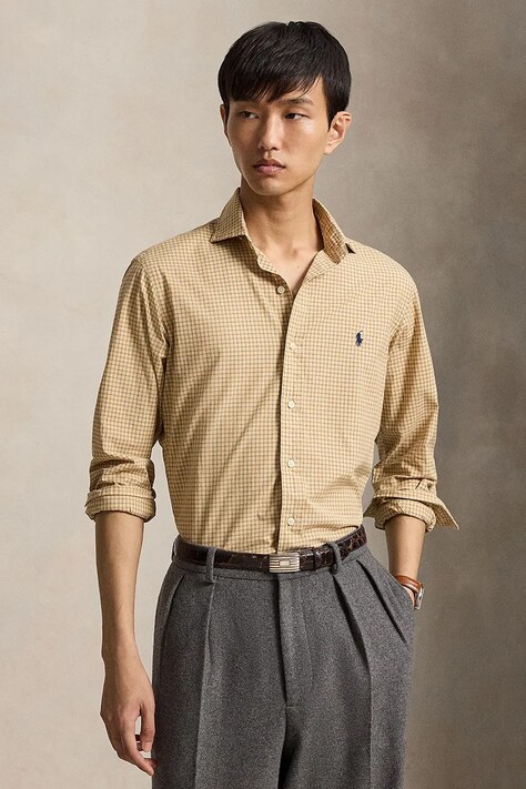 Polo Ralph Lauren koszula męska bawełniana brązowa w kratkę 710B30250