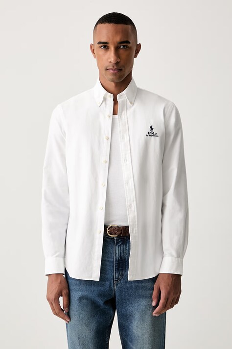 Polo Ralph Lauren koszula męska bawełniana biała gładka 710B30247