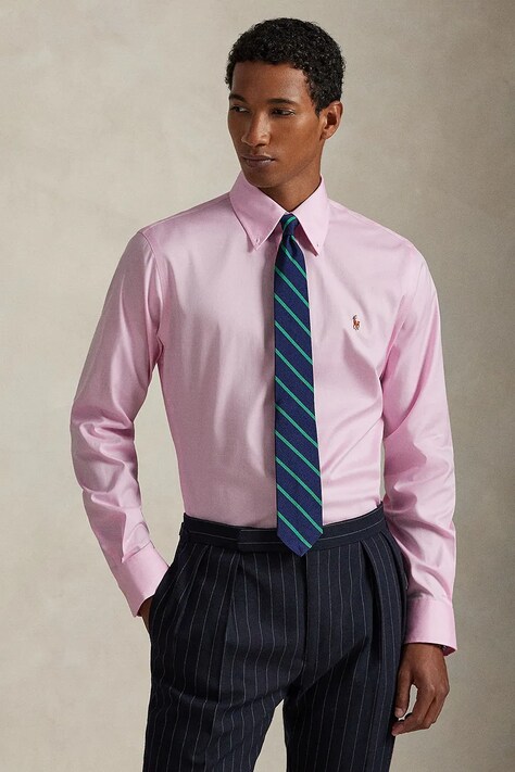 Polo Ralph Lauren koszula męska bawełniana różowa gładka 712968980