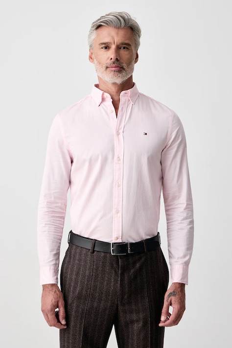 Tommy Hilfiger Πουκάμισο ανδρικό βαμβακερό ροζ απλό MW0MW44570