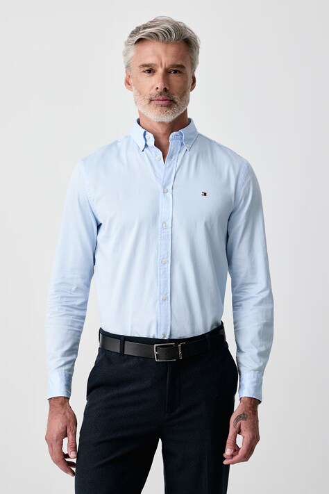 Tommy Hilfiger Πουκάμισο ανδρικό βαμβακερό μπλε απλό MW0MW44570