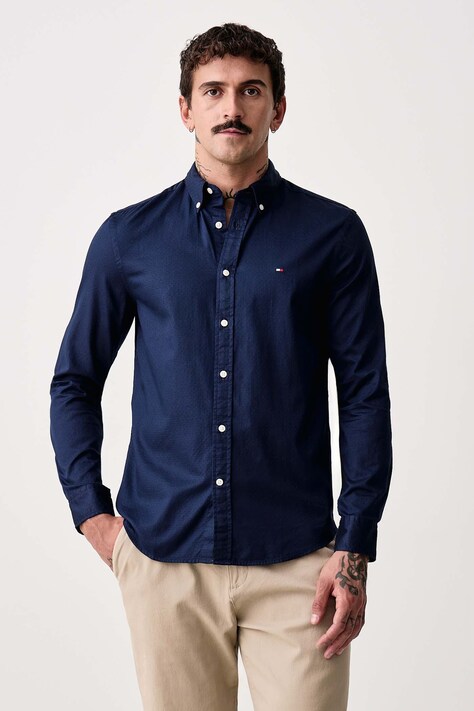 Tommy Hilfiger Koszula męska bawełniana granatowa gładka MW0MW44570