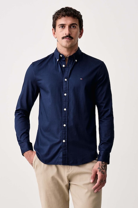 Tommy Hilfiger Koszula męska bawełniana granatowa gładka MW0MW44570