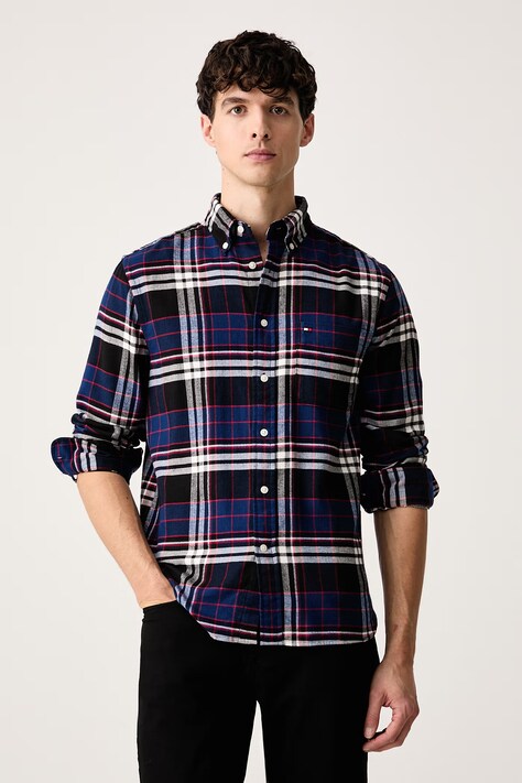 Tommy Hilfiger Koszula męska bawełniana niebieska w kratkę MW0MW44592