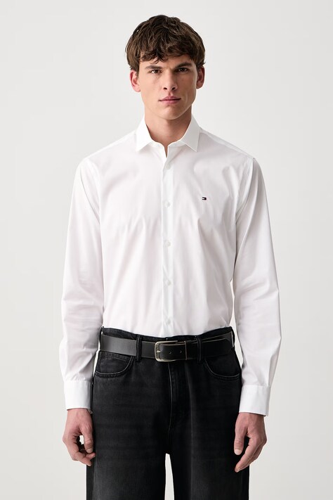 Tommy Hilfiger Koszula męska z bawełną biała gładka MW0MW45307