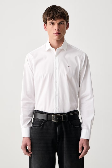 Tommy Hilfiger Koszula męska z bawełną biała gładka MW0MW45307