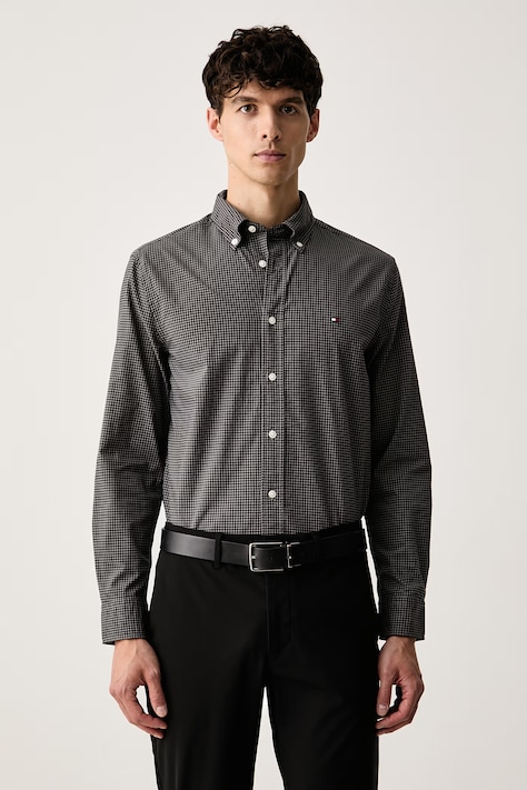 Tommy Hilfiger košeľa pánska bavlnená sivá MW0MW44569