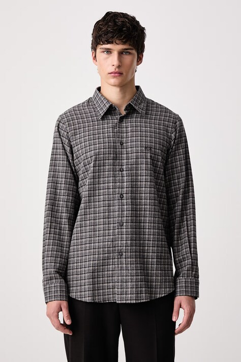 Armani Exchange Риза мъжка от памук сива на каре XM003262 AF27130