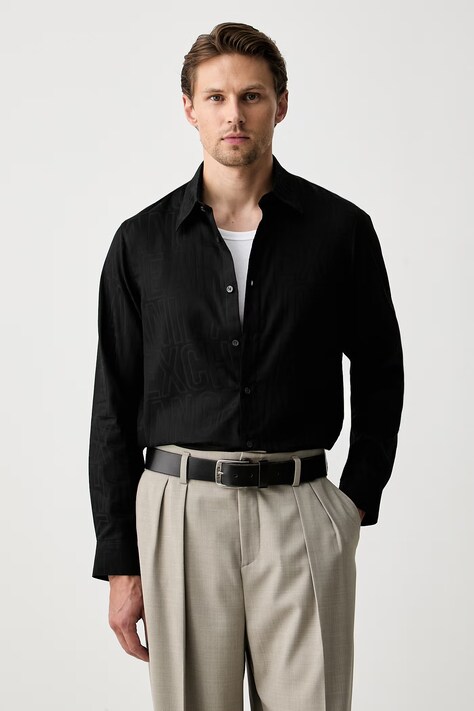 Armani Exchange košeľa pánska bavlnená čierna XM003244 AF13131