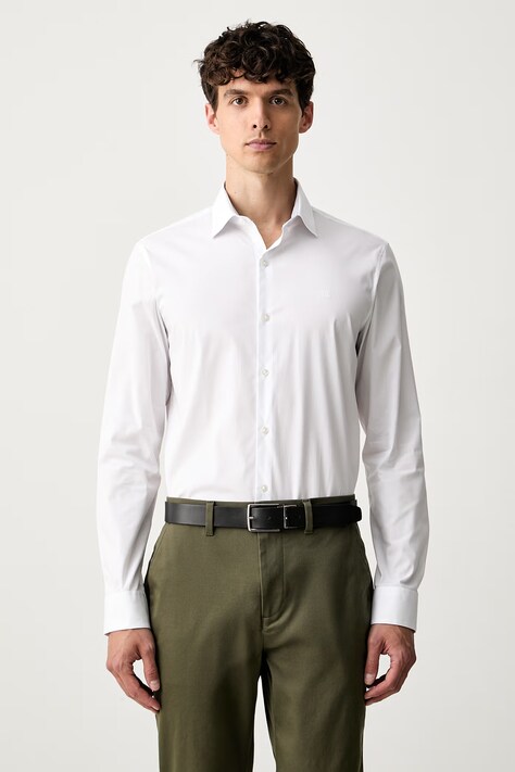 Calvin Klein koszula męska bawełniana z elastanem biała gładka LV019EU154