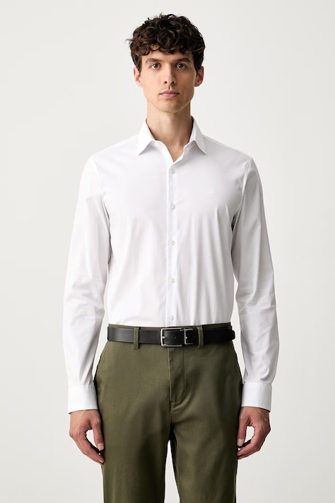 Calvin Klein koszula męska bawełniana z elastanem biała gładka LV019EU154