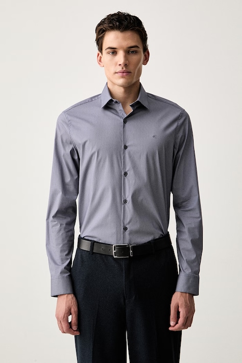 Calvin Klein koszula męska bawełniana z elastanem granatowa LV019EU153