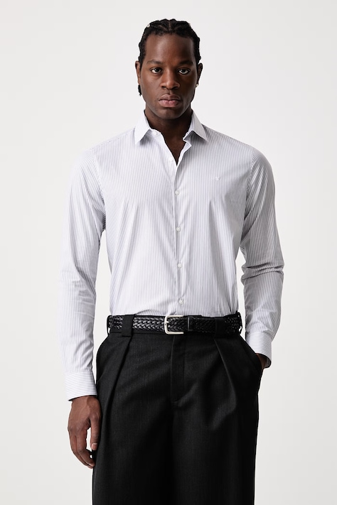 Calvin Klein Košulja za muškarce od pamuka s elastanom siva prugice LV019EU150