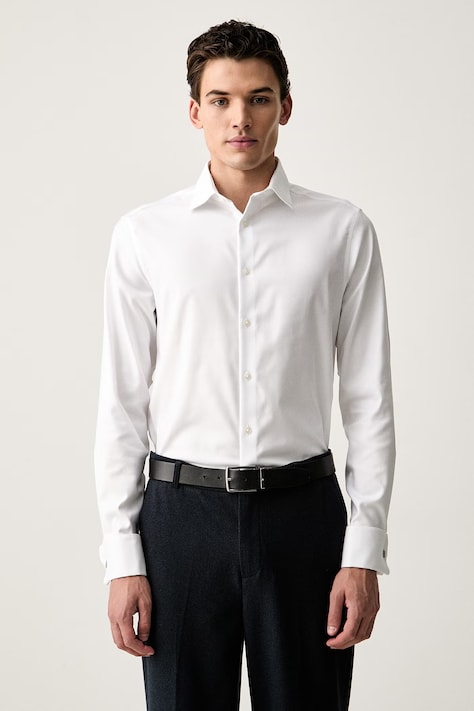 Calvin Klein koszula oxford męska bawełniana biała gładka LV019EU062