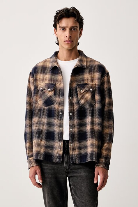 Levi's Koszula męska bawełniana LS BOXY WESTERN granatowa w kratkę 0085P