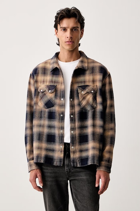 Levi's Koszula męska bawełniana LS BOXY WESTERN granatowa w kratkę 0085P