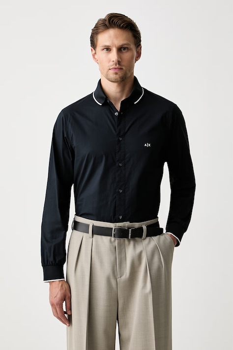 Armani Exchange koszula męska bawełniana granatowa gładka XM003519 AF24533