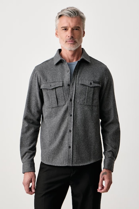 Trussardi Koszula męska z bawełną szara gładka 5033N000075N