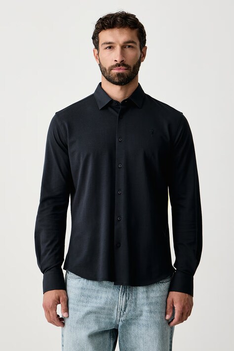 Trussardi Koszula męska bawełniana granatowa gładka 58018000028N