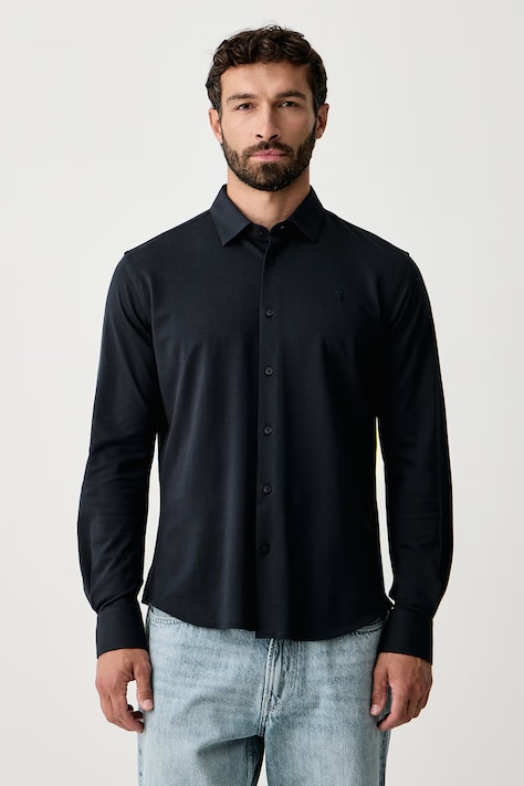 Trussardi Koszula męska bawełniana granatowa gładka 58018000028N