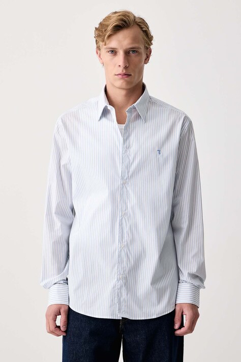 Trussardi Koszula męska z bawełną niebieska w paski 5045N000082N