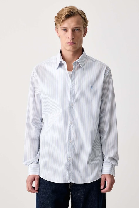 Trussardi Koszula męska z bawełną niebieska w paski 5045N000082N