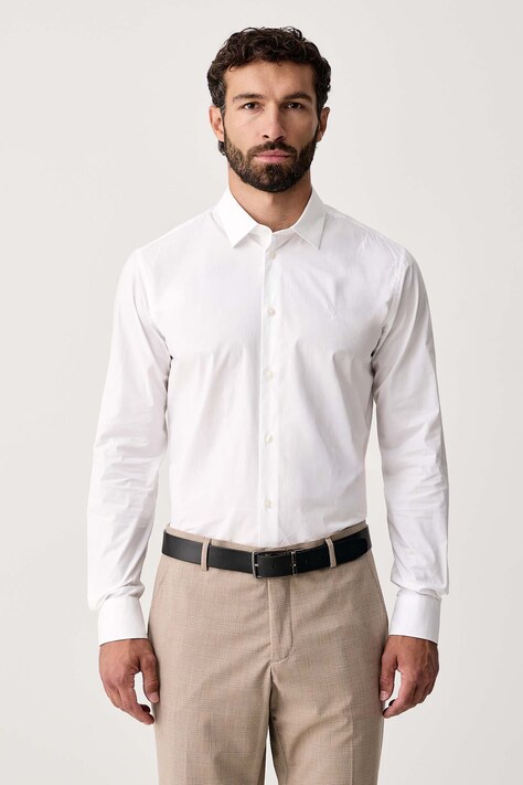 Trussardi Koszula męska bawełniana z elastanem biała gładka 5004N000052N