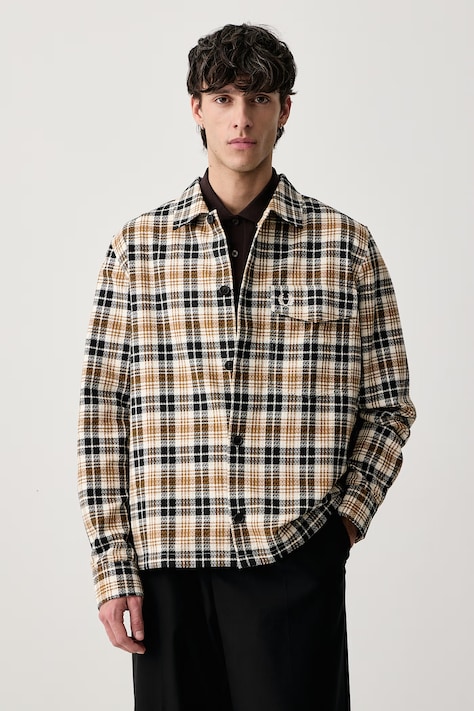 Fred Perry Koszula męska bawełniana beżowa w kratkę M3321