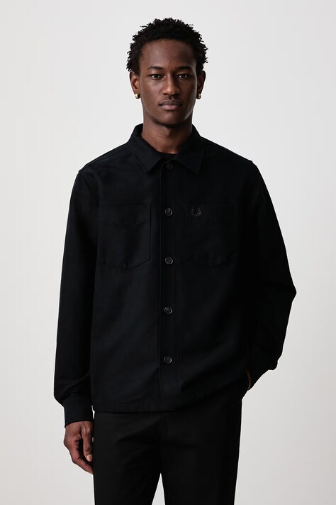 Fred Perry Koszula męska bawełniana czarna gładka M1723