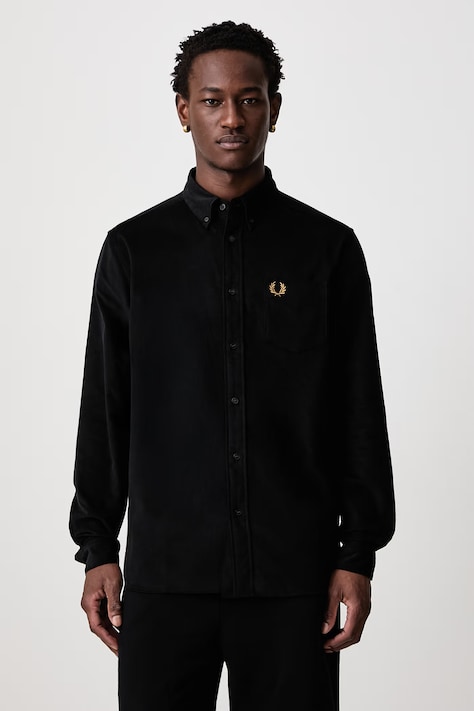 Fred Perry Koszula męska sztruksowa czarna logo M3462