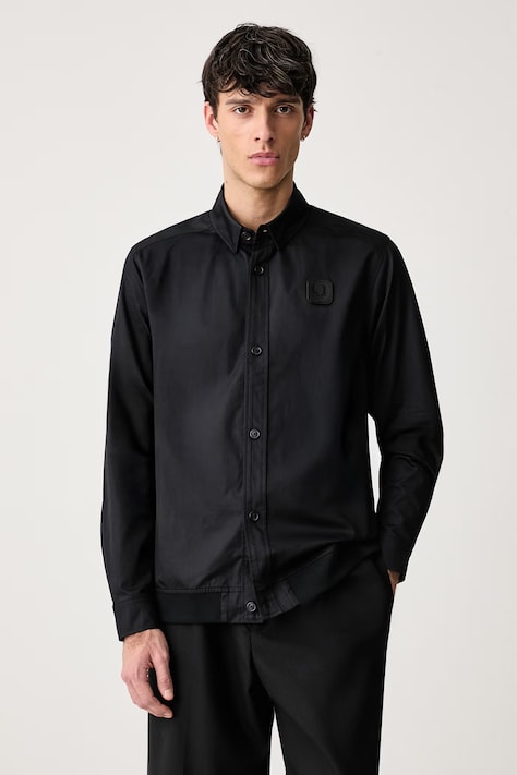 Fred Perry Koszula męska bawełniana czarna gładka M3381