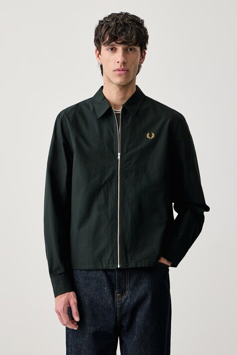 Fred Perry Koszula męska bawełniana zielona gładka M3738