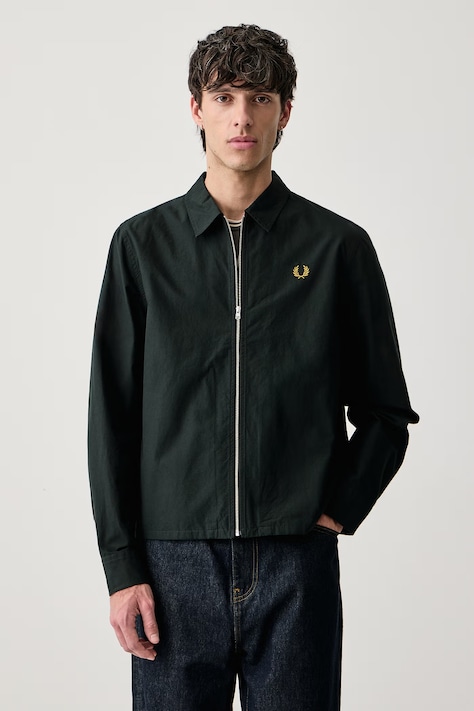 Fred Perry Koszula męska bawełniana zielona gładka M3738