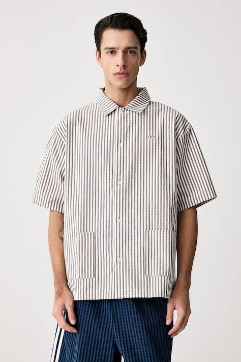 adidas Originals Сорочка чоловіча з бавовною Resort бежева клітинка KW8266