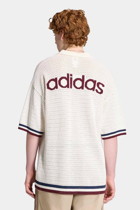 adidas Originals Crochet πουκάμισο βαμβακερό ανδρικό λευκό λογότυπο KR9096