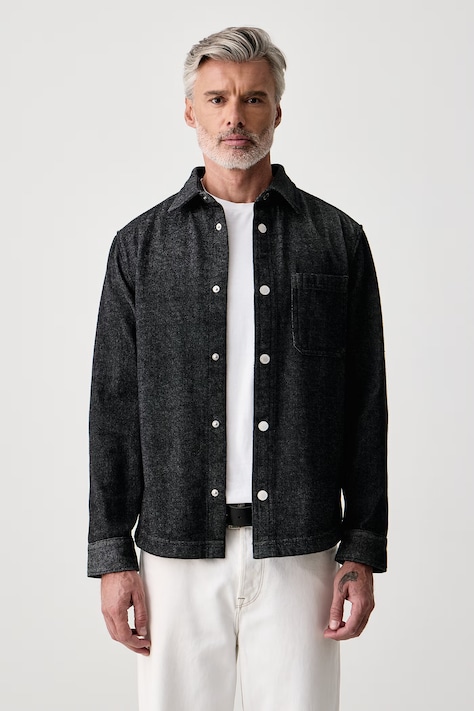 Joop! Koszula męska jeansowa czarna gładka 30105365
