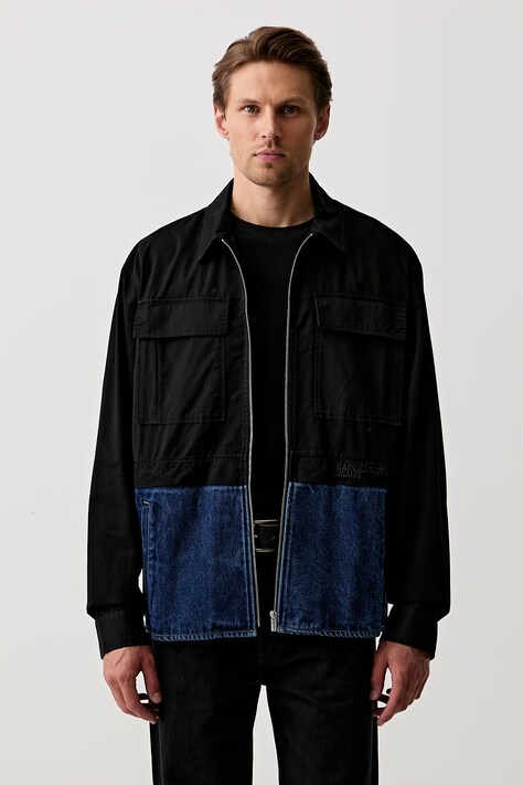 Karl Lagerfeld Jeans krótka kurtka męska bawełniana czarna B3M16004