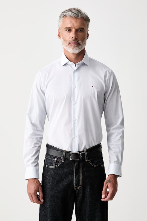 Tommy Hilfiger koszula męska bawełniana z elastanem niebieska MW0MW43756