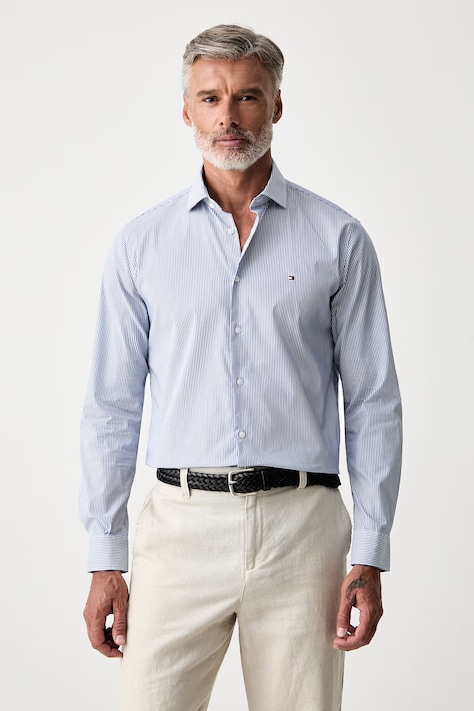 Tommy Hilfiger košeľa pánska bavlnená s elastanom modrá MW0MW43746