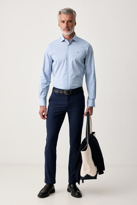 Tommy Hilfiger Koszula męska z bawełną niebieska w kratkę MW0MW42931