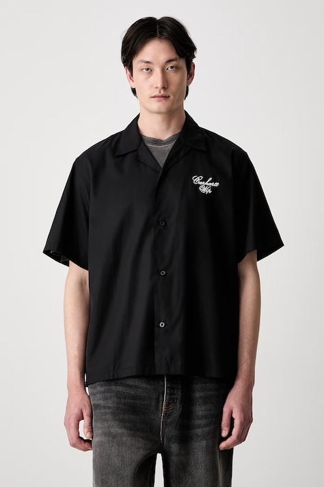 Carhartt WIP S/S Travon koszula z bawełną męska czarna gładka I036808