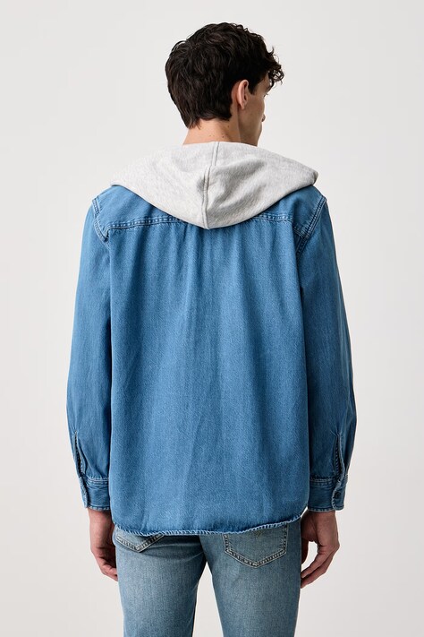 Levi's Πουκάμισο ανδρικό ντένιμ CLASSIC HOODED WORKER μπλε απλό 0086Q