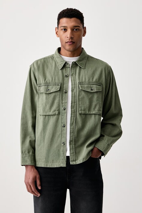 Levi's Košile pánská džínová WALLER RELAX zelená 0086H