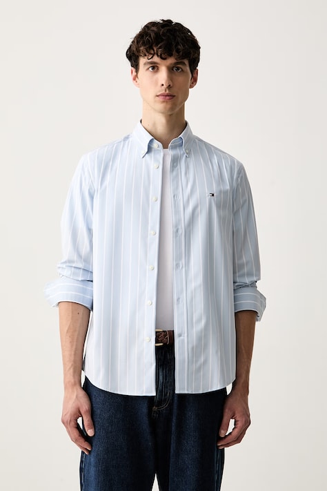 Tommy Hilfiger košile pánská modrá pruhovaná MW0MW43430