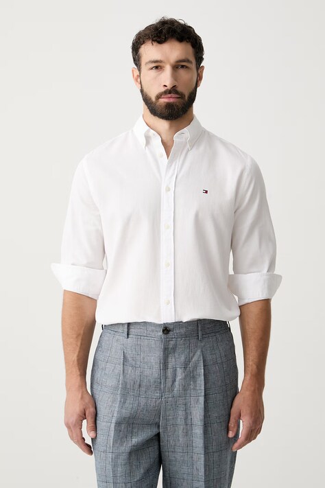 Tommy Hilfiger košile pánská bavlněná bílá hladká MW0MW43320