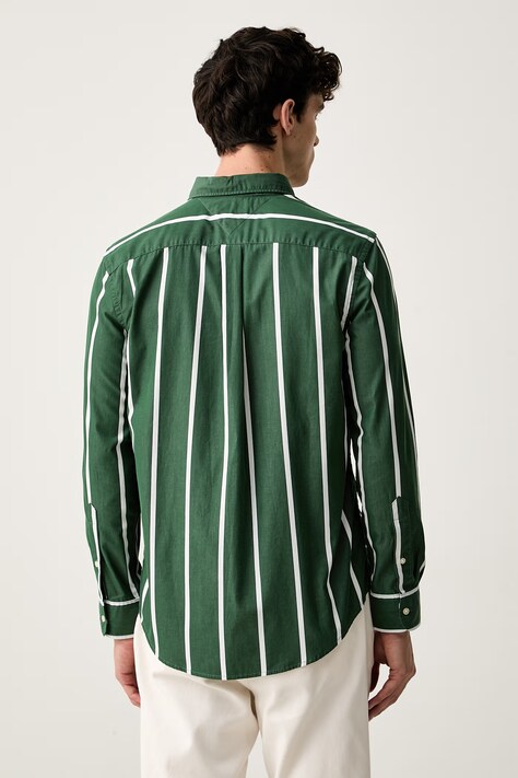 Tommy Hilfiger koszula męska bawełniana zielona w paski MW0MW43304