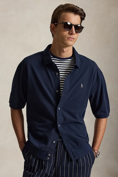 Polo Ralph Lauren koszula męska bawełniana granatowa gładka 710B18514